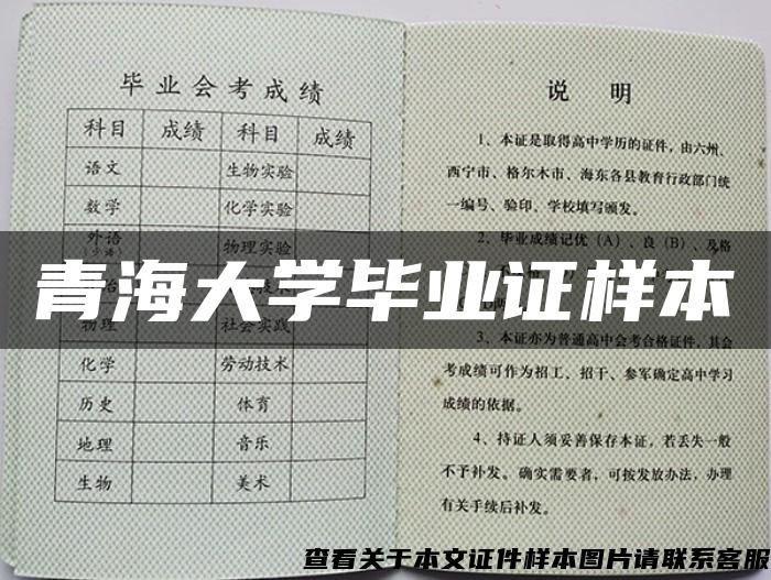 青海大学毕业证样本