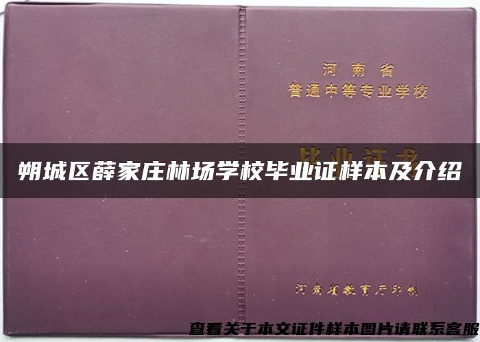 朔城区薛家庄林场学校毕业证样本及介绍