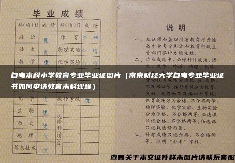 自考本科小学教育专业毕业证图片（南京财经大学自考专业毕业证书如何申请教育本科课程）