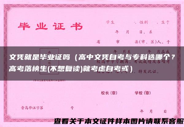 文凭就是毕业证吗（高中文凭自考与专科选哪个？高考落榜生(不想复读)就考虑自考或）