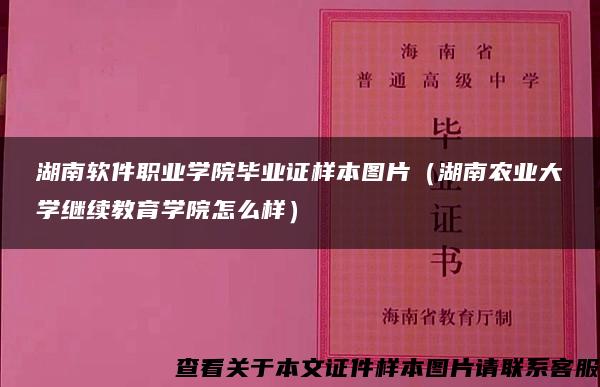 湖南软件职业学院毕业证样本图片（湖南农业大学继续教育学院怎么样）