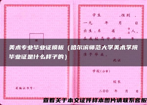 美术专业毕业证模板（哈尔滨师范大学美术学院毕业证是什么样子的）