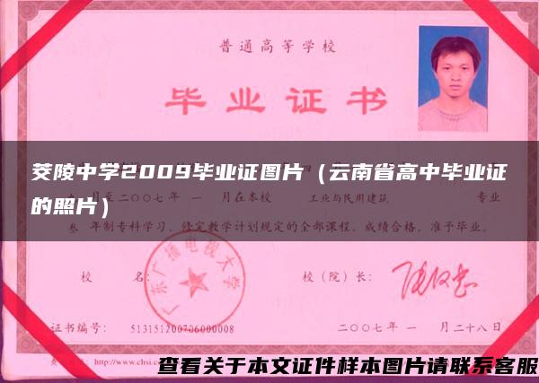 茭陵中学2009毕业证图片（云南省高中毕业证的照片）