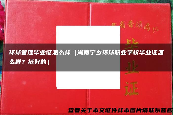 环球管理毕业证怎么样（湖南宁乡环球职业学校毕业证怎么样？挺好的）