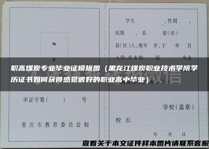 职高煤炭专业毕业证模板图（黑龙江煤炭职业技术学院学历证书如何获得感觉很好的职业高中毕业）