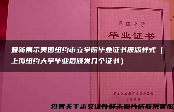 最新展示美国纽约市立学院毕业证书原版样式（上海纽约大学毕业后颁发几个证书）