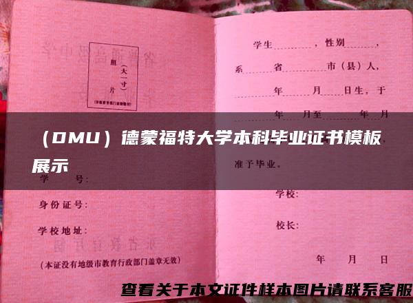 （DMU）德蒙福特大学本科毕业证书模板展示