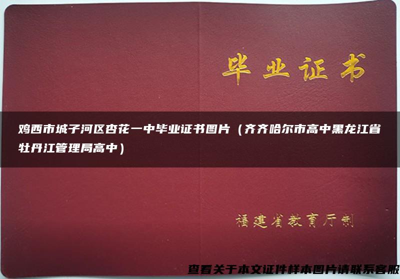 鸡西市城子河区杏花一中毕业证书图片（齐齐哈尔市高中黑龙江省牡丹江管理局高中）