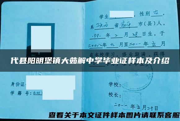 代县阳明堡镇大茹解中学毕业证样本及介绍