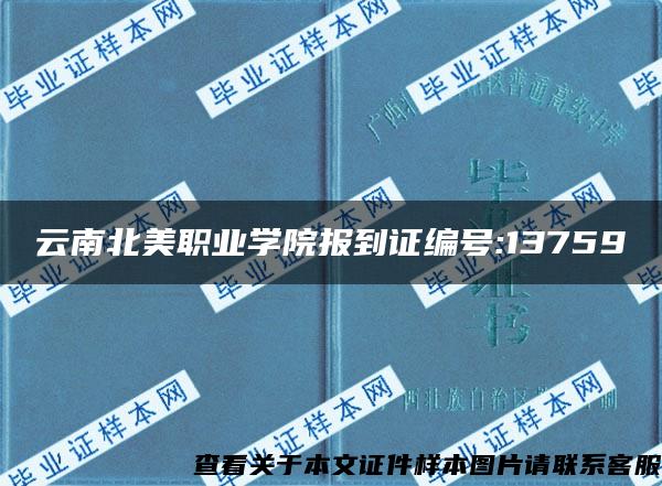 云南北美职业学院报到证编号:13759