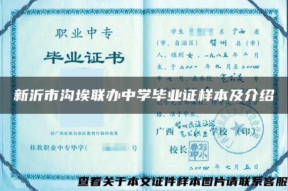 新沂市沟埃联办中学毕业证样本及介绍