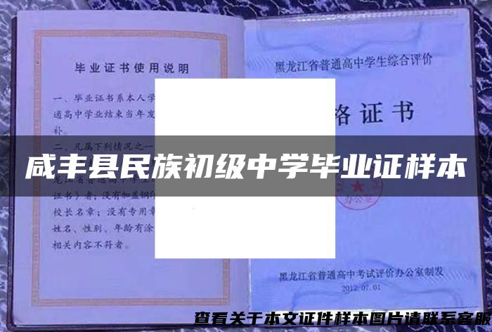 咸丰县民族初级中学毕业证样本