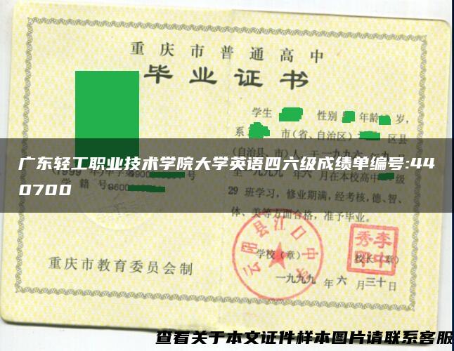 广东轻工职业技术学院大学英语四六级成绩单编号:440700