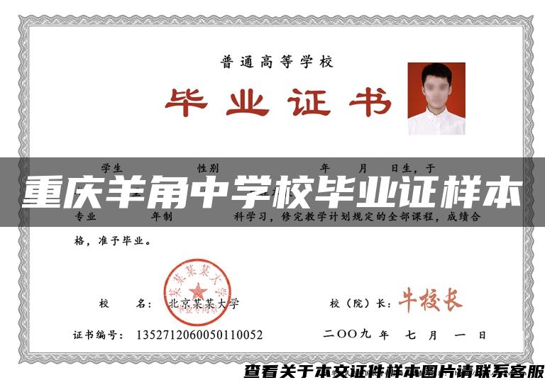重庆羊角中学校毕业证样本