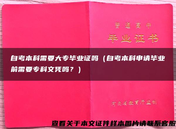 自考本科需要大专毕业证吗（自考本科申请毕业前需要专科文凭吗？）