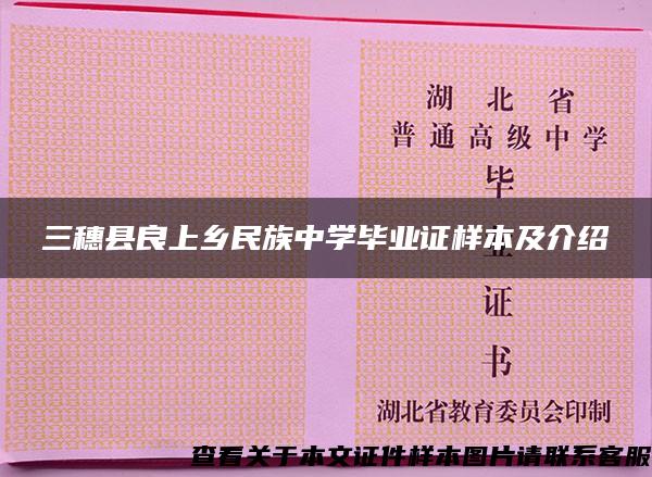 三穗县良上乡民族中学毕业证样本及介绍