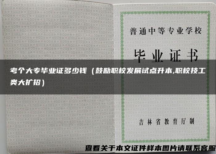 考个大专毕业证多少钱（鼓励职校发展试点升本,职校技工类大扩招）