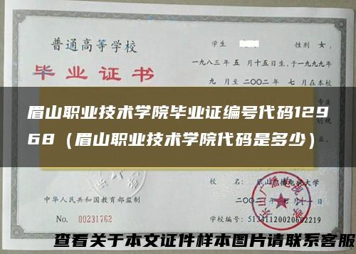 眉山职业技术学院毕业证编号代码12968（眉山职业技术学院代码是多少）