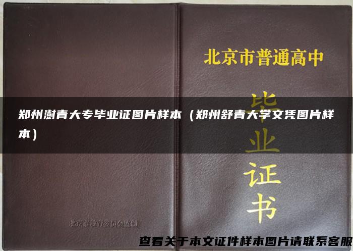 郑州澍青大专毕业证图片样本（郑州舒青大学文凭图片样本）