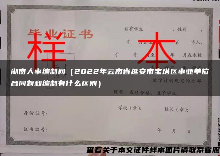 湖南人事编制网（2022年云南省延安市宝塔区事业单位合同制和编制有什么区别）