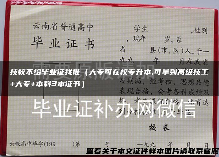 技校不给毕业证找谁（大专可在校专升本,可拿到高级技工+大专+本科3本证书）