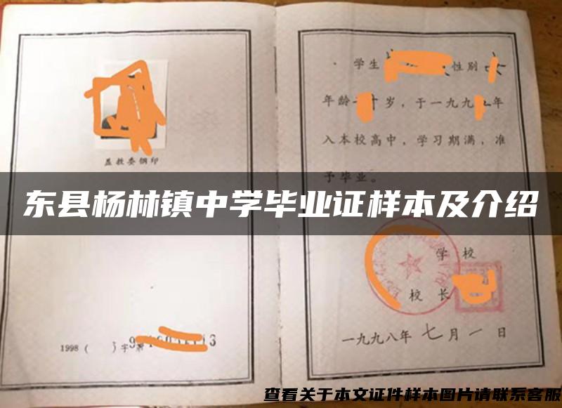 东县杨林镇中学毕业证样本及介绍