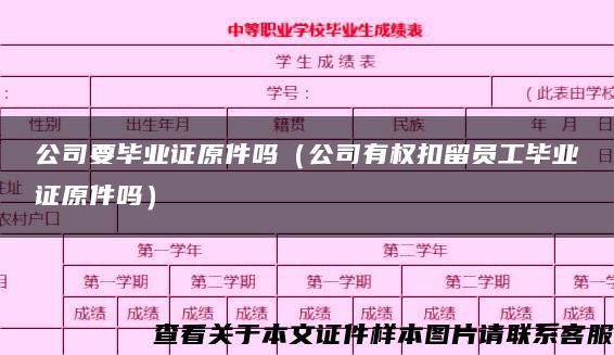公司要毕业证原件吗（公司有权扣留员工毕业证原件吗）