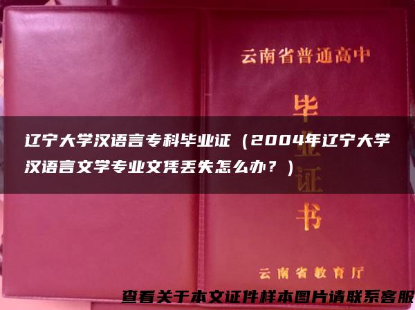 辽宁大学汉语言专科毕业证（2004年辽宁大学汉语言文学专业文凭丢失怎么办？）