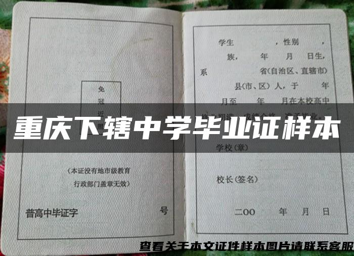 重庆下辖中学毕业证样本