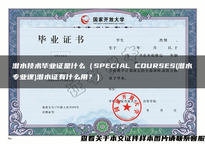 潜水技术毕业证是什么（SPECIAL COURSES(潜水专业课)潜水证有什么用？）