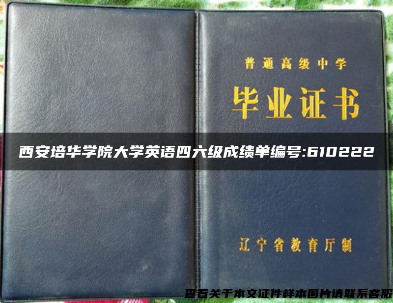 西安培华学院大学英语四六级成绩单编号:610222