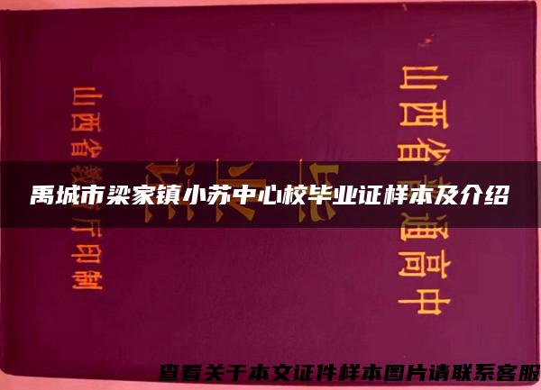 禹城市梁家镇小苏中心校毕业证样本及介绍