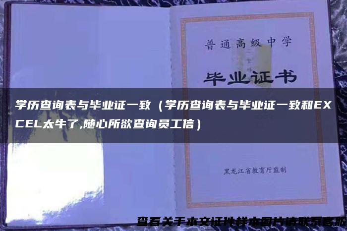 学历查询表与毕业证一致（学历查询表与毕业证一致和EXCEL太牛了,随心所欲查询员工信）