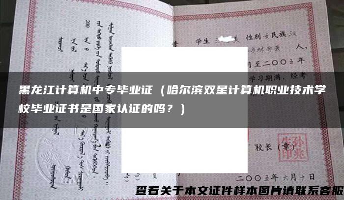 黑龙江计算机中专毕业证（哈尔滨双星计算机职业技术学校毕业证书是国家认证的吗？）