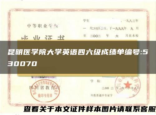 昆明医学院大学英语四六级成绩单编号:530070