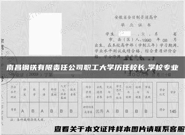 南昌钢铁有限责任公司职工大学历任校长,学校专业