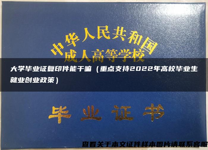 大学毕业证复印件能干嘛（重点支持2022年高校毕业生就业创业政策）