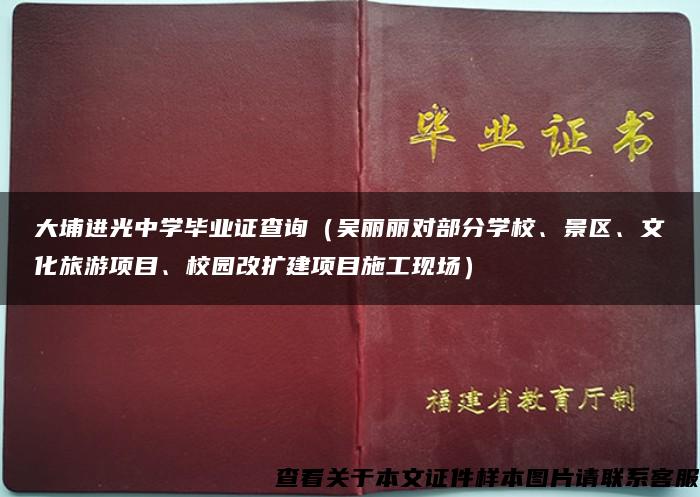 大埔进光中学毕业证查询（吴丽丽对部分学校、景区、文化旅游项目、校园改扩建项目施工现场）