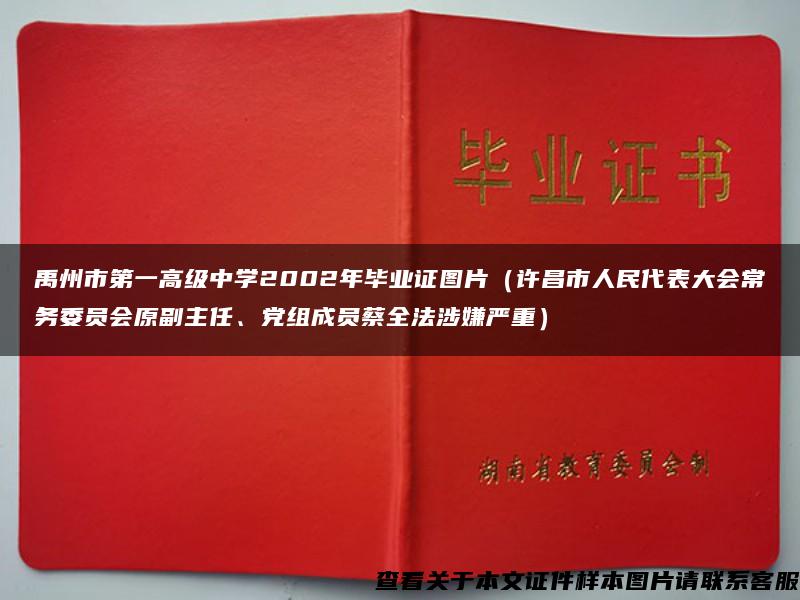 禹州市第一高级中学2002年毕业证图片（许昌市人民代表大会常务委员会原副主任、党组成员蔡全法涉嫌严重）