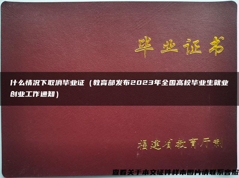 什么情况下取消毕业证（教育部发布2023年全国高校毕业生就业创业工作通知）