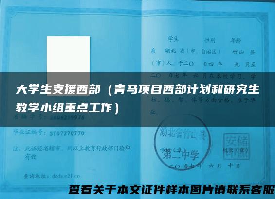 大学生支援西部（青马项目西部计划和研究生教学小组重点工作）