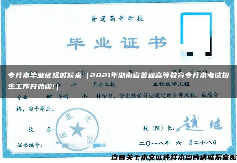 专升本毕业证啥时候来（2021年湖南省普通高等教育专升本考试招生工作开始啦!）