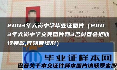 2003年大岗中学毕业证图片（2003年大岗中学文凭图片和3名村委会拒收行贿款,行贿者缓刑）