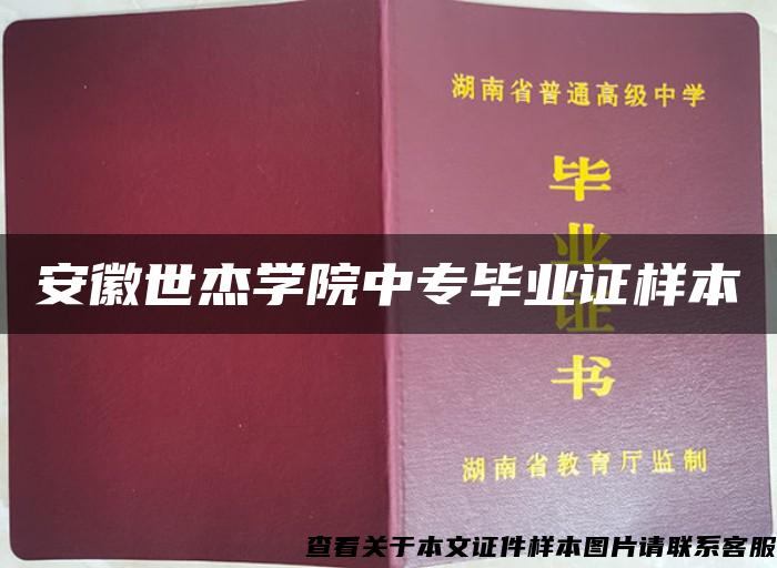 安徽世杰学院中专毕业证样本