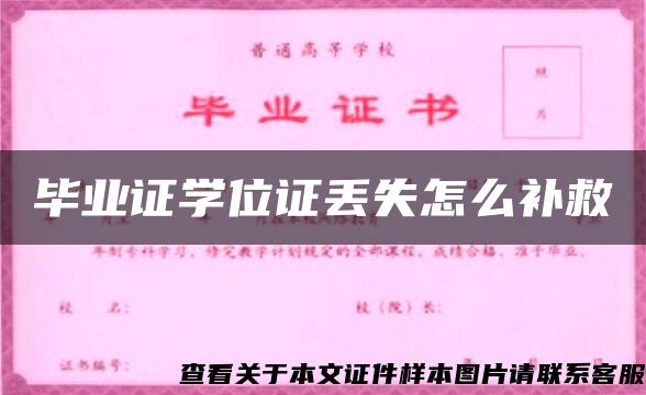 毕业证学位证丢失怎么补救