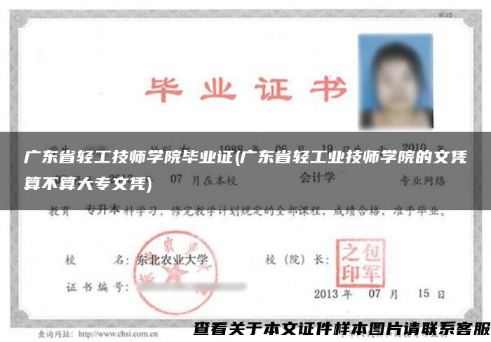 广东省轻工技师学院毕业证(广东省轻工业技师学院的文凭算不算大专文凭)