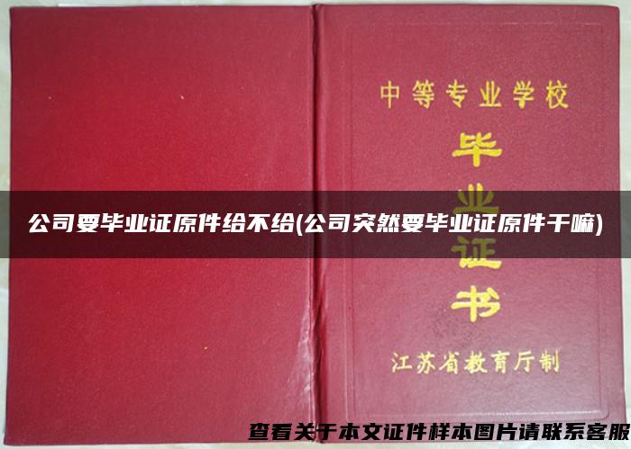 公司要毕业证原件给不给(公司突然要毕业证原件干嘛)