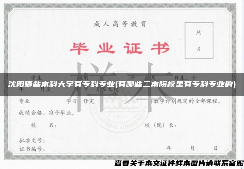 沈阳哪些本科大学有专科专业(有哪些二本院校里有专科专业的)