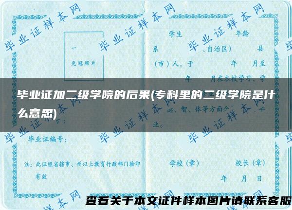 毕业证加二级学院的后果(专科里的二级学院是什么意思)