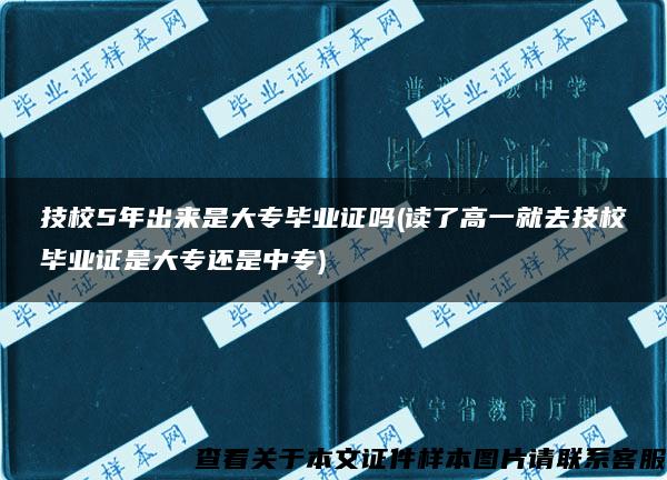 技校5年出来是大专毕业证吗(读了高一就去技校毕业证是大专还是中专)